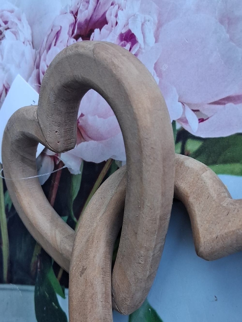 Wooden Interlocking Heart Ornaments - Natural Brown - Picture 2 of 3